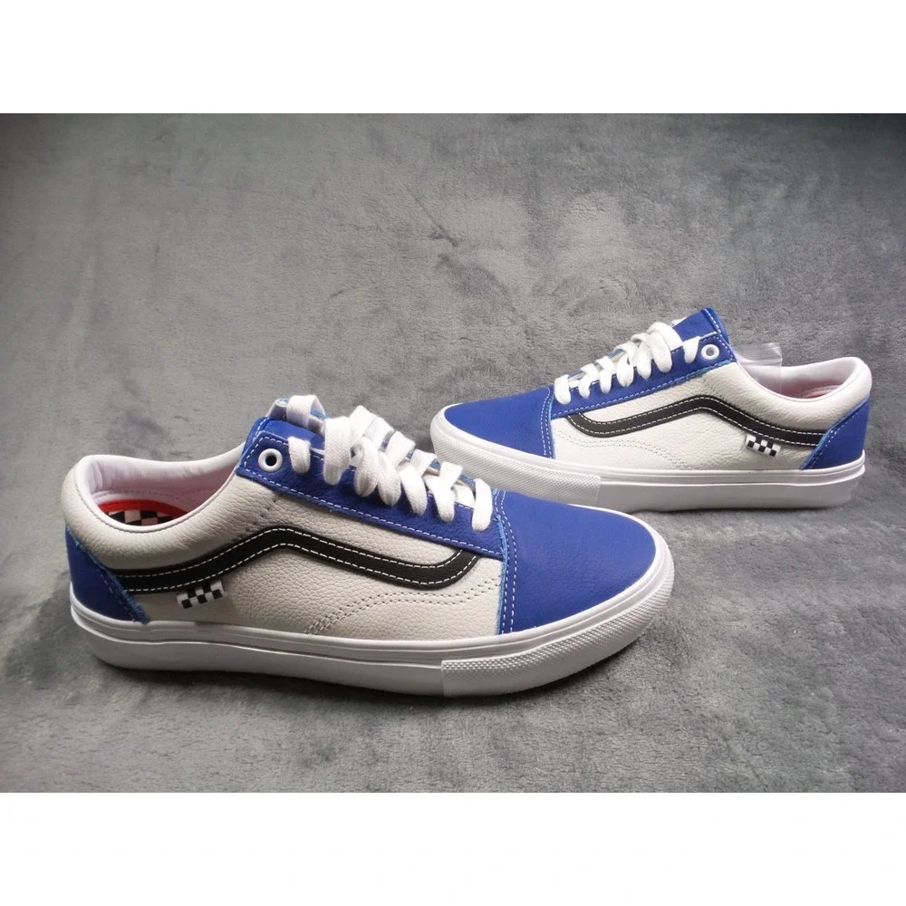 Vans Skate Old Skool Shoes Mens Size 9.5 True Blue Sport Leather Sneakers NWOB